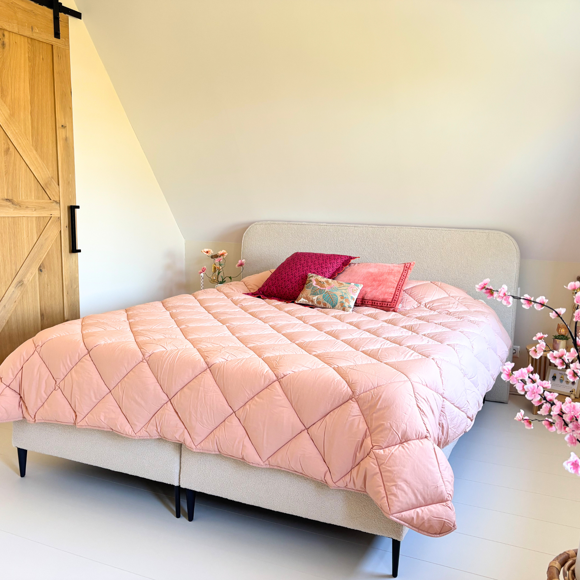 HappyBed Premium - Vintage rosa - Året runt-täcke - Perkalbomull