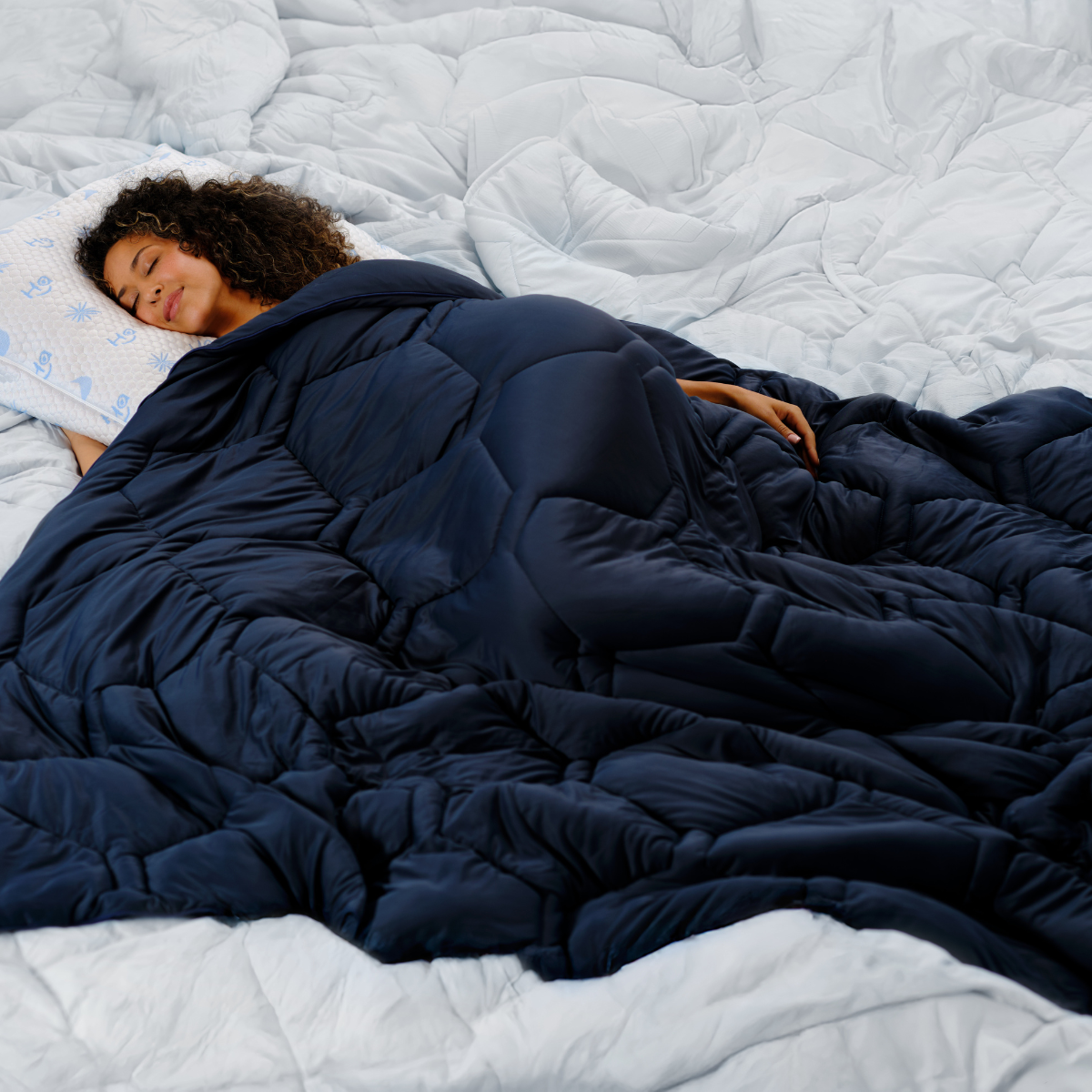 HappyBed Zomerdekbed | Cooling Navy IceSilk (Levering op 13 April)