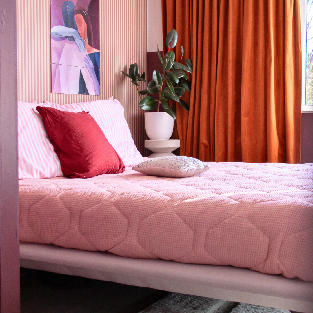 HappyBed Wafel Pink - Året runt täcke - 100% bomull