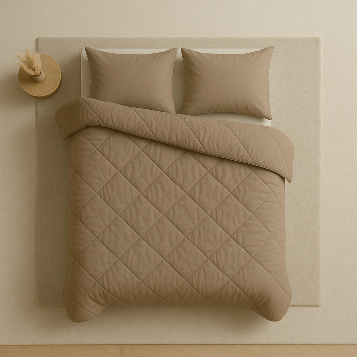 HappyBed Premium - Taupe - Ganzjahresdecke - Perkal Baumwolle