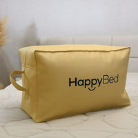Luxe opbergtas HappyBed yellow breathable storage bag for duvets and bedding with handles and full-length zipper