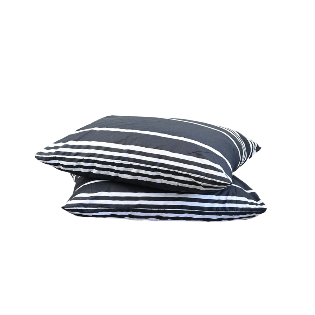 HappyBed Pillowcase | Black Lines | Set of 2 | 100% Cotton - SKU: 8721001721856