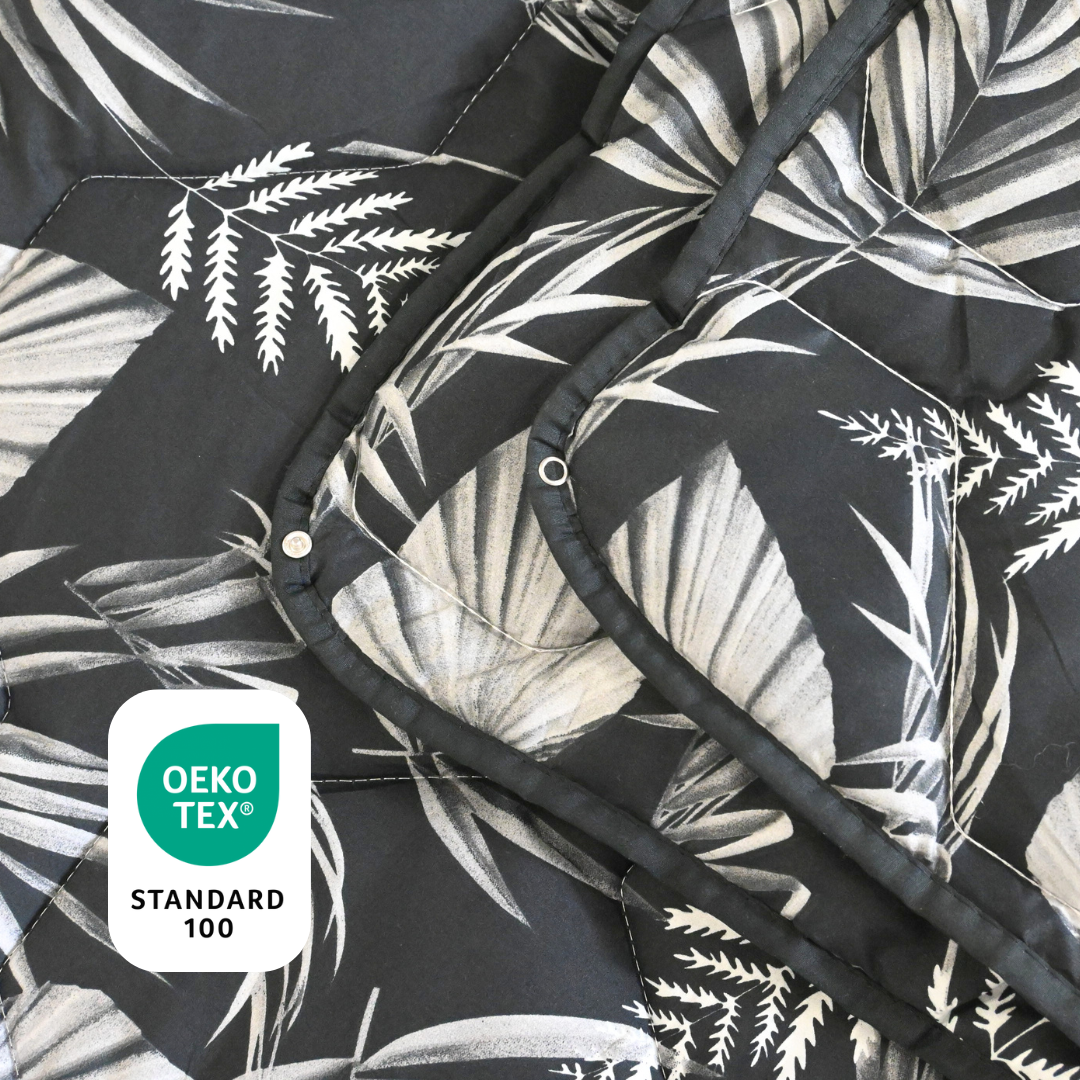 Happybed Black leaves - partner duvet - Adjustable duvet for all seasons (Snap buttons)