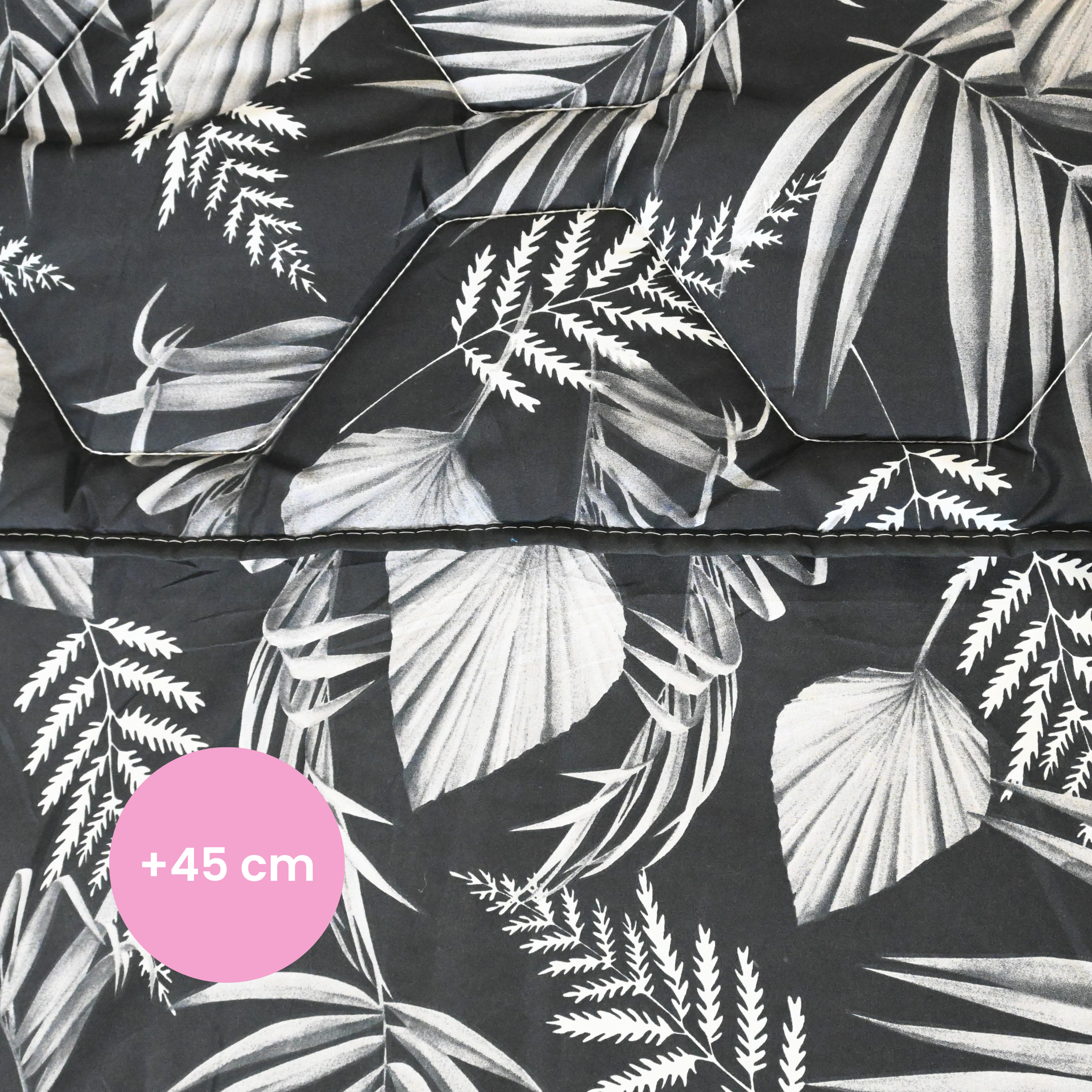 HappyBed Black Leaves - Ganzjahresdecke mit Einschlagstreifen