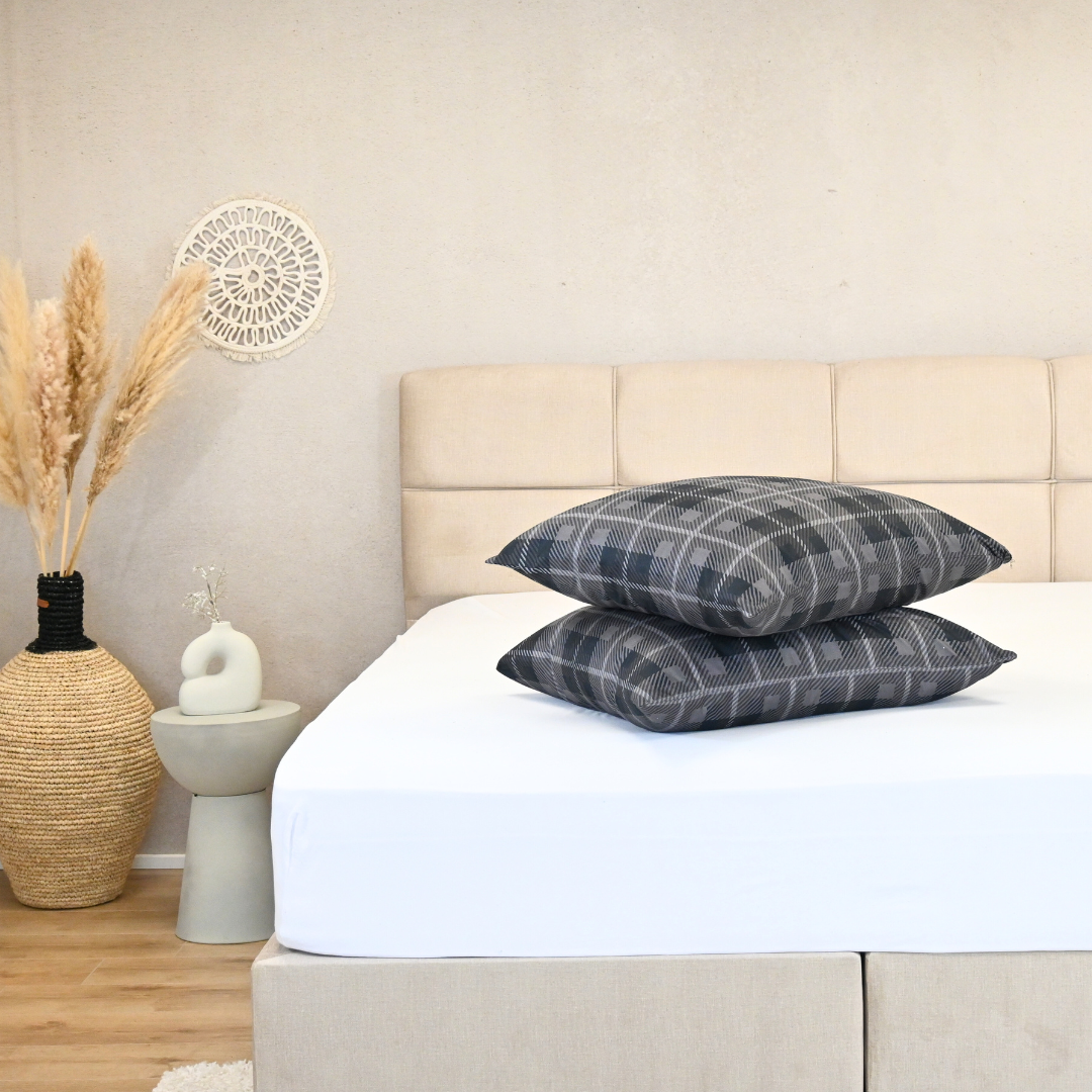HappyBed Pillowcase | Grey Tartan | Set of 2