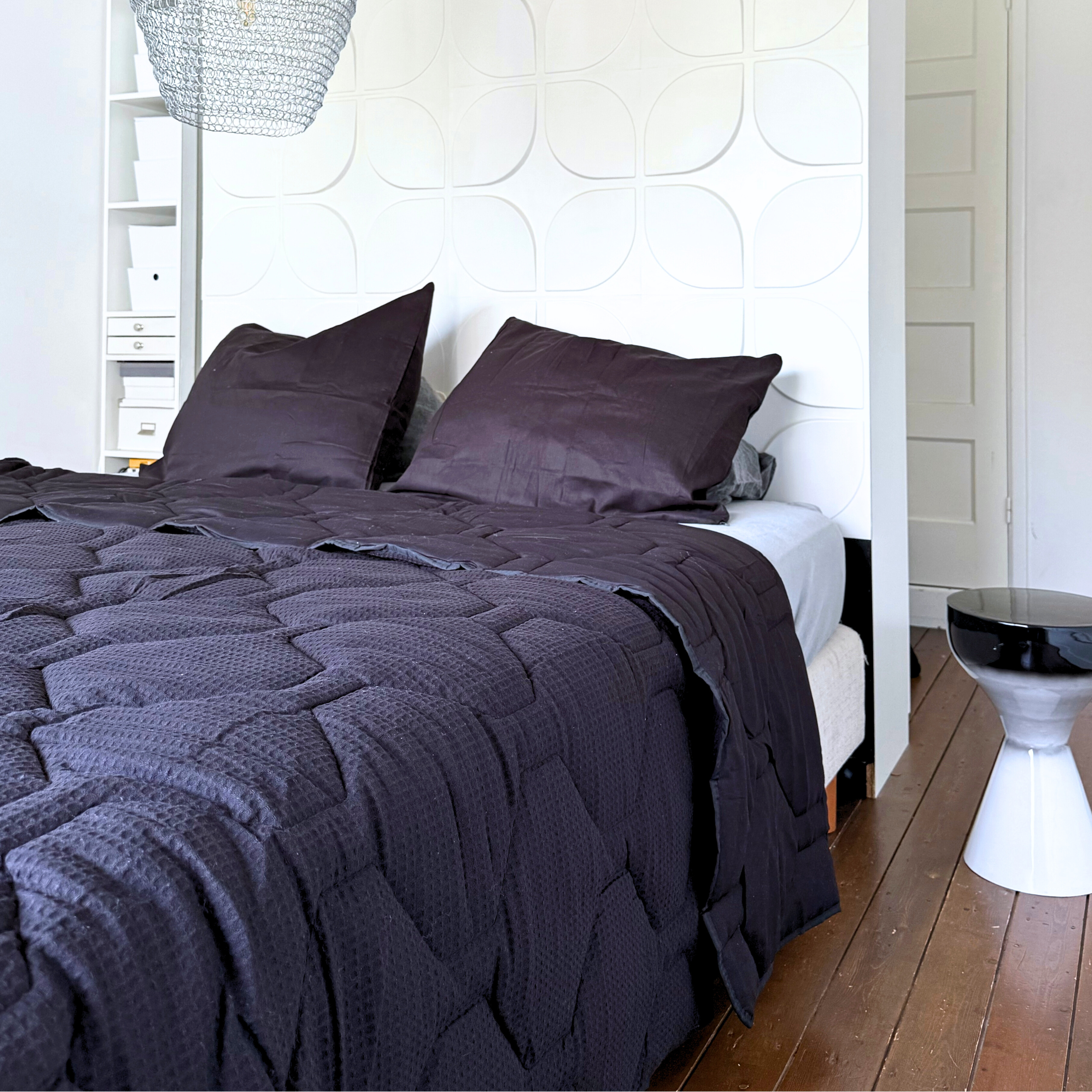 HappyBed Wafel Black - Edredón para todo el año - 100% algodón