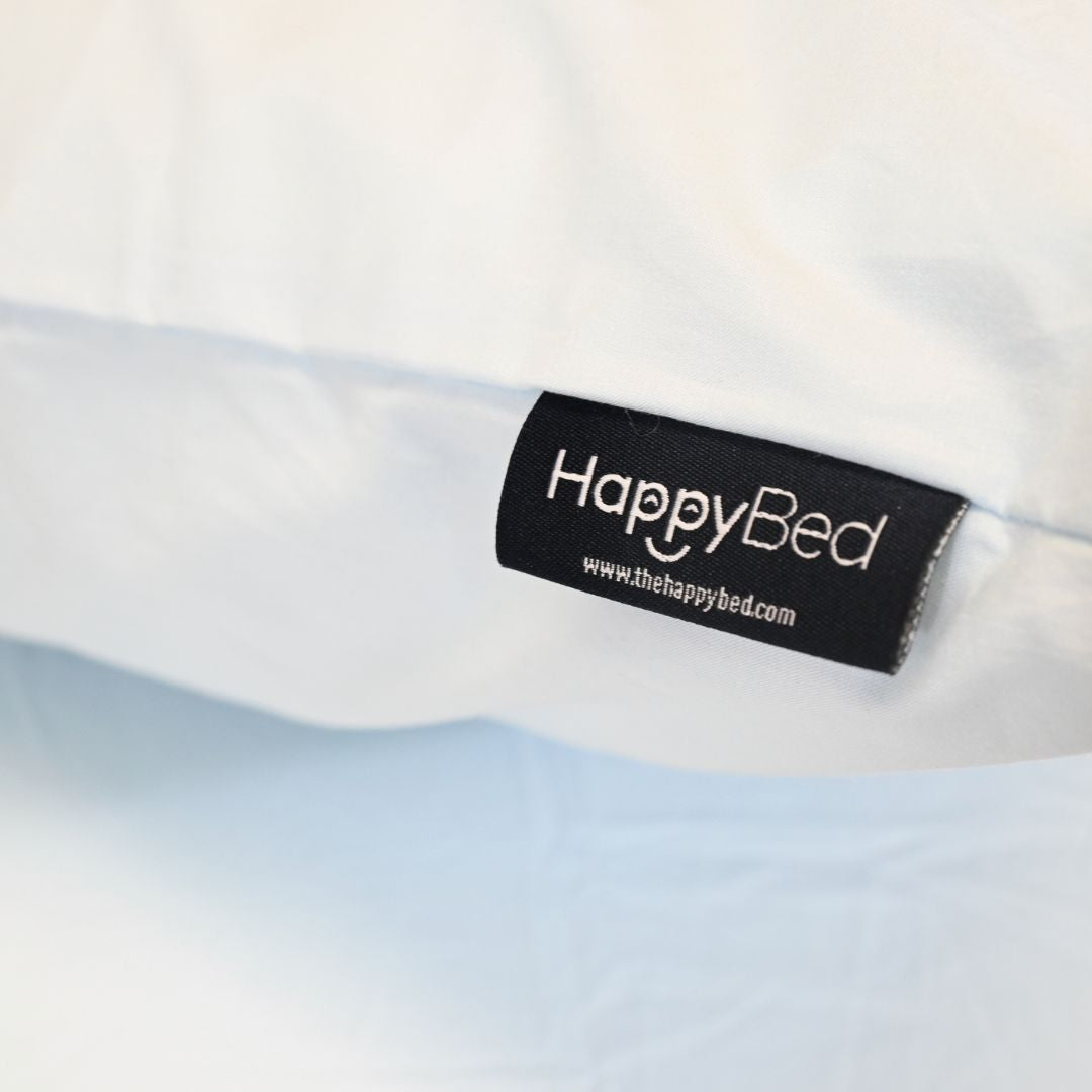 HappyBed Premium - Hellblaues Kissenbezugset, 2 Stück - Perkal-Baumwolle
