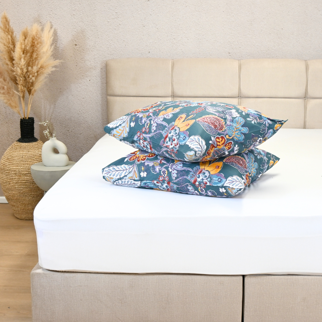 HappyBed | Flower harmony Lot de 2 taies d'oreiller - 60x70cm - 100% coton