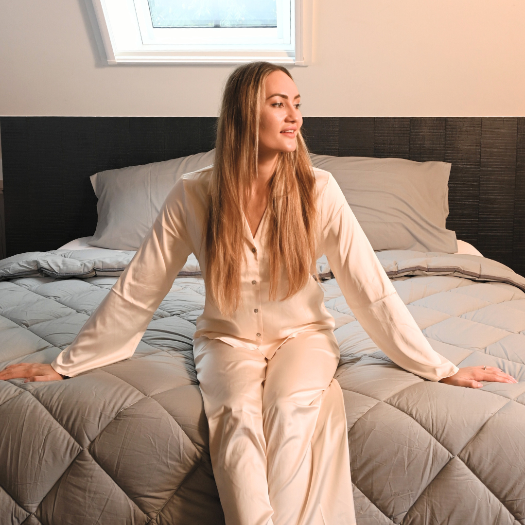 HappyBed Premium - Pebble grey - All-season duvet - Percale cotton