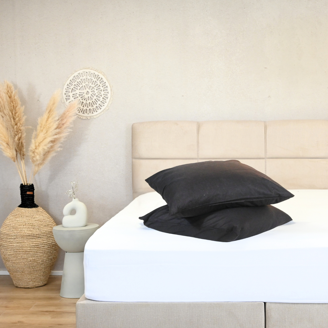 HappyBed Wafel Pattern Black pillowcase set 2 pieces - 60x70cm - 100% cotton