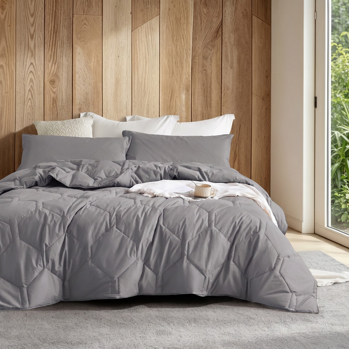 HappyBed couette lavable | Percale plumes | Gris