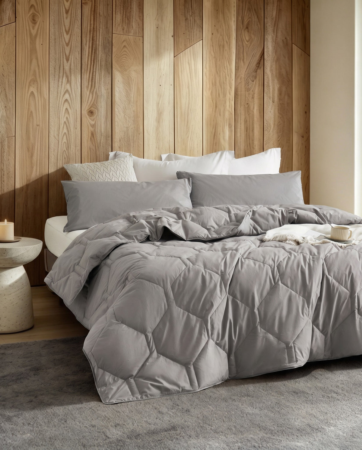 HappyBed couette lavable | Percale plumes | Gris