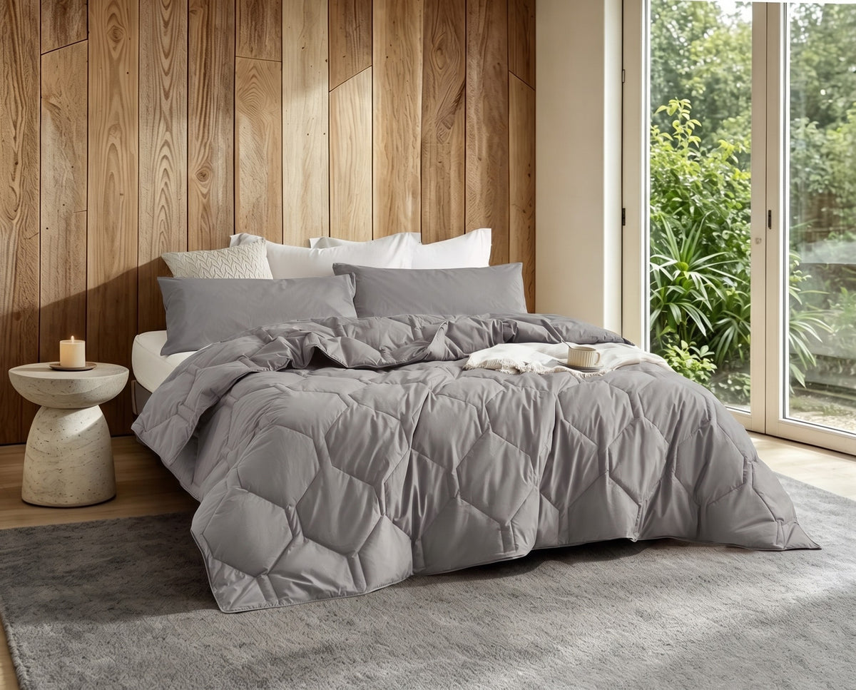HappyBed couette lavable | Percale plumes | Gris