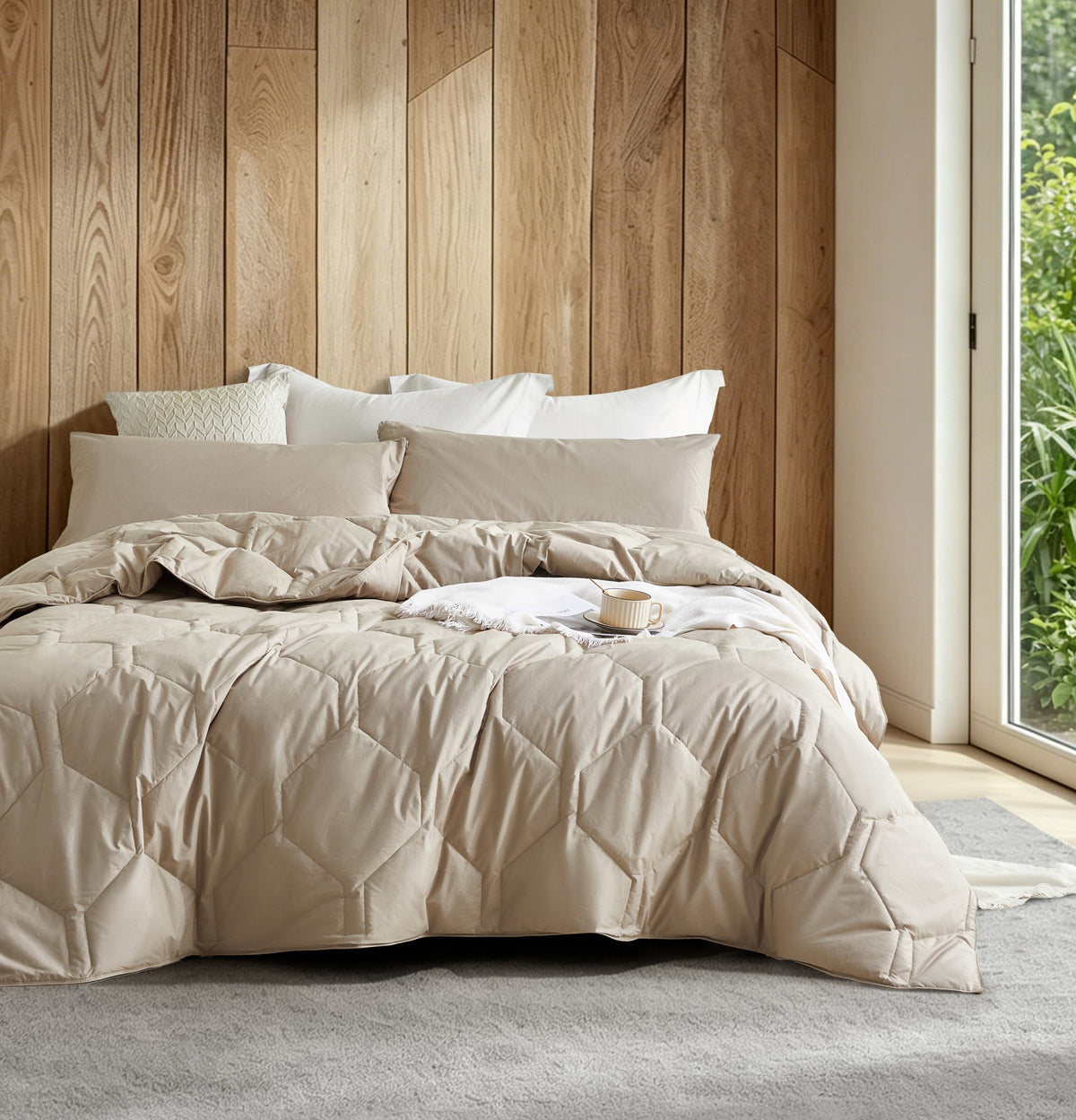 HappyBed couette lavable | Percale plumes | Taupe
