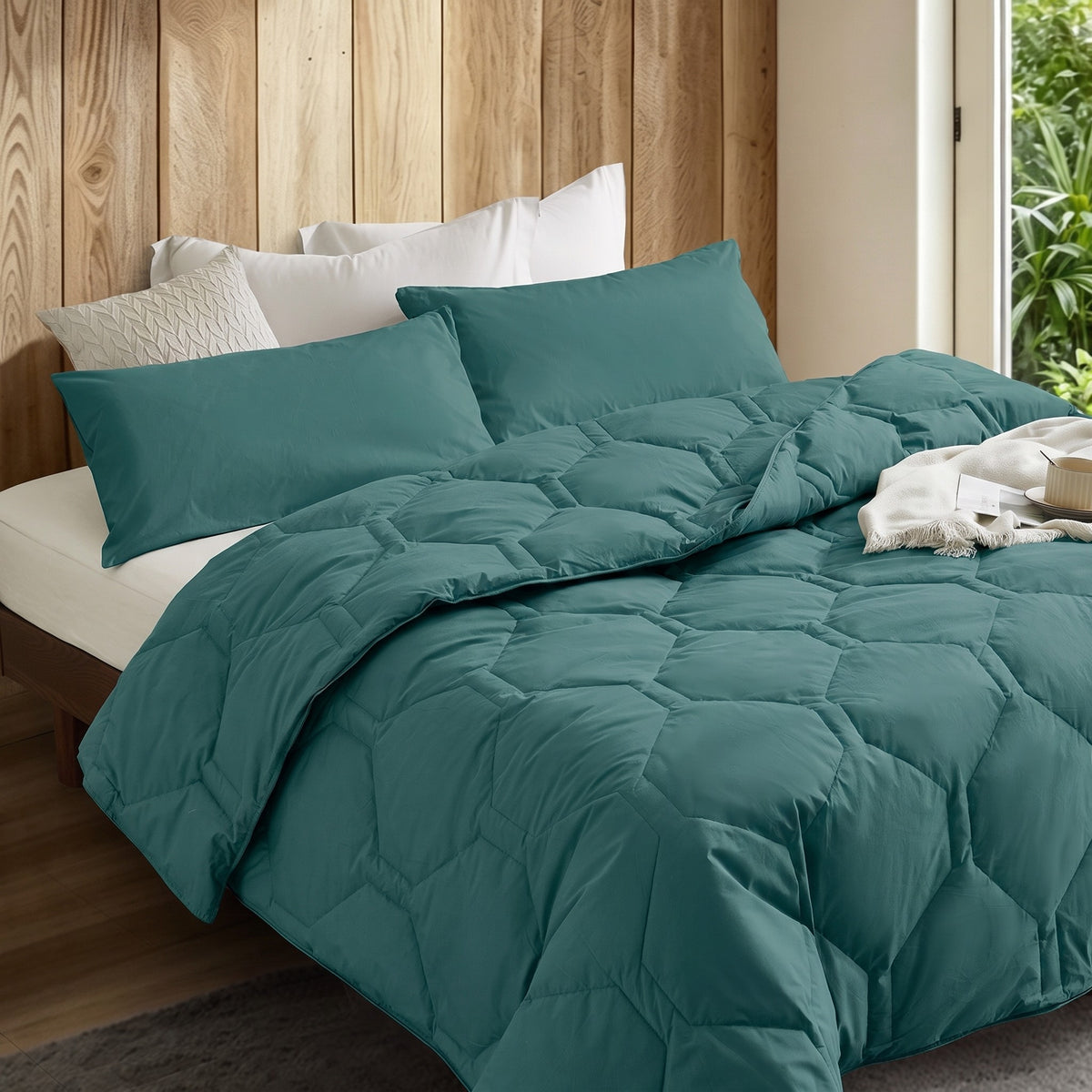 HappyBed couette lavable | Percale plumes | Jungle profonde