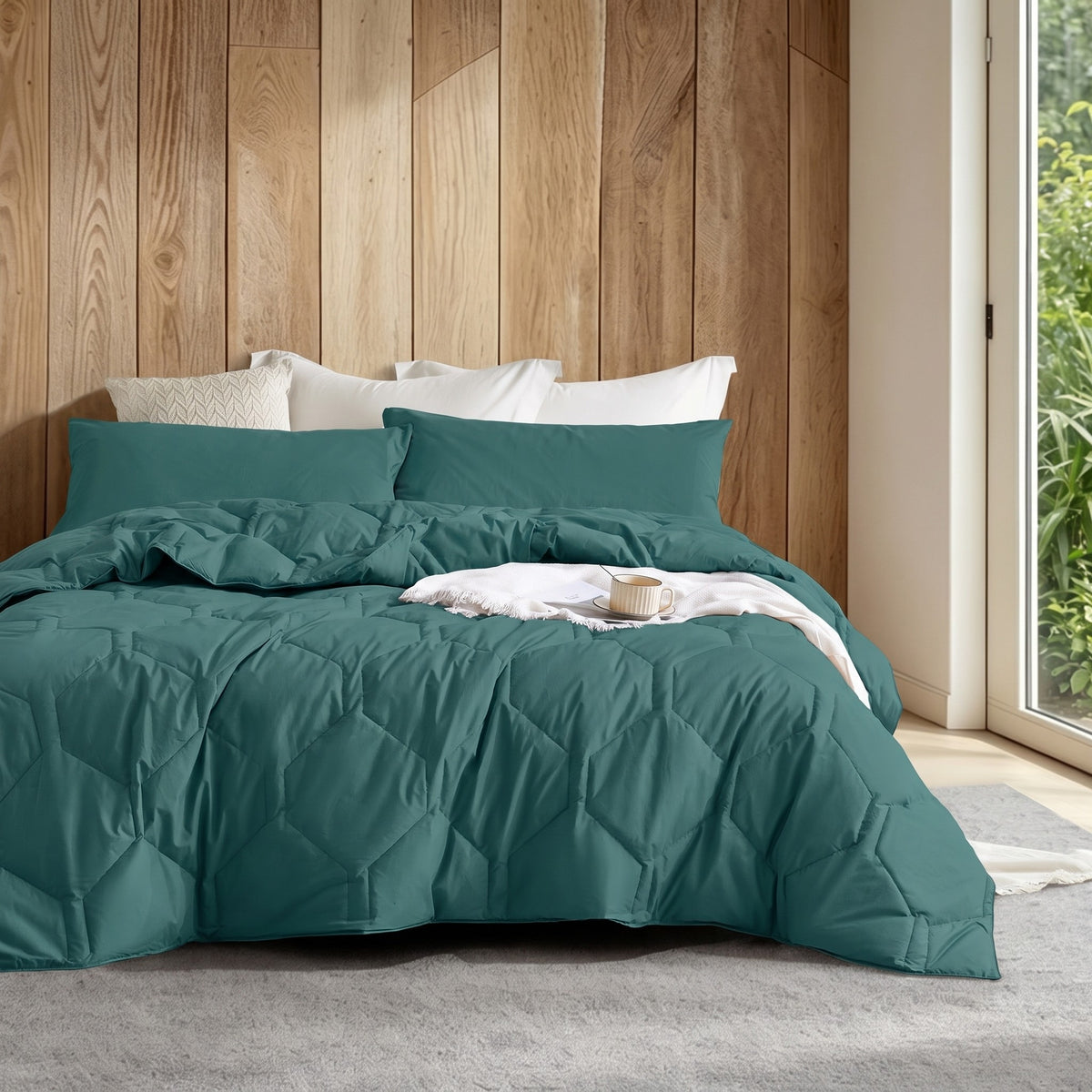 HappyBed couette lavable | Percale plumes | Jungle profonde