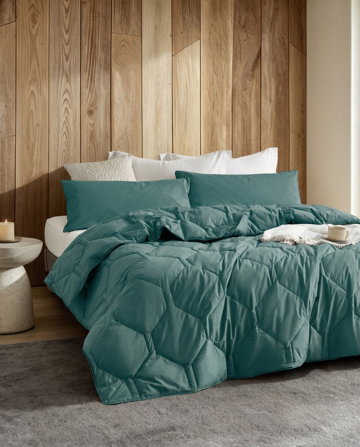 HappyBed couette lavable | Percale plumes | Jungle profonde