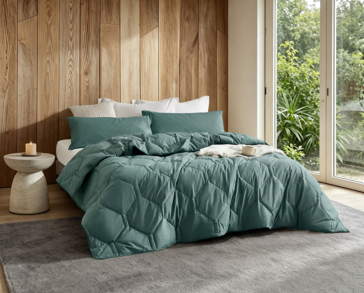 HappyBed couette lavable | Percale plumes | Jungle profonde