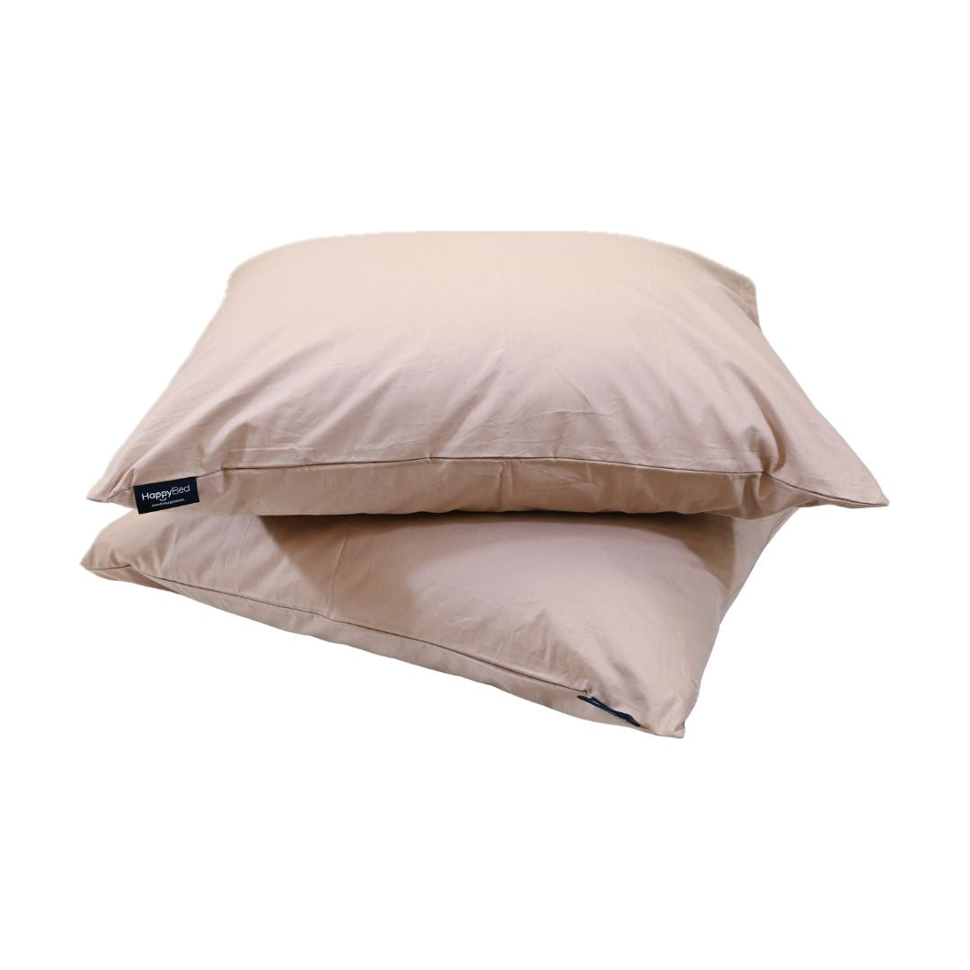 HappyBed Premium Dune kussensloop set van 2 stuks, stijlvol percal katoen, hotelsluiting.