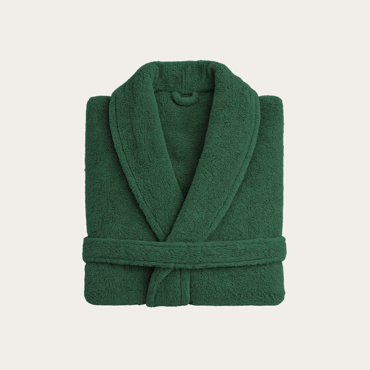 HappyBed badjas in mosgroen van zachte teddystof met ceintuur en zakken voor warm en comfortabel dragen