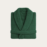 HappyBed badjas in mosgroen van zachte teddystof met ceintuur en zakken voor warm en comfortabel dragen