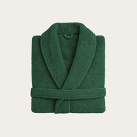 HappyBed badjas in mosgroen van zachte teddystof met ceintuur en zakken voor warm en comfortabel dragen