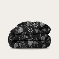 HappyBed Black Leaves dekbed zwart met bladpatroon, geschikt voor het hele jaar, zacht en hypoallergeen
