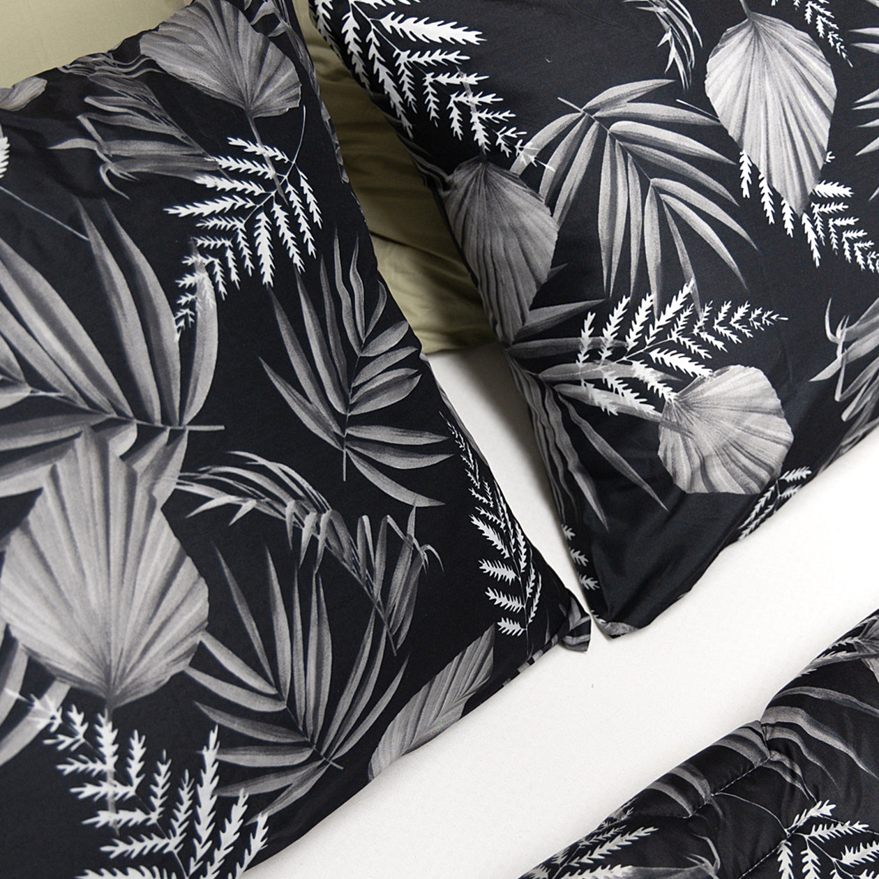 HappyBed taie d'oreiller | Feuilles noires | Lot de 2