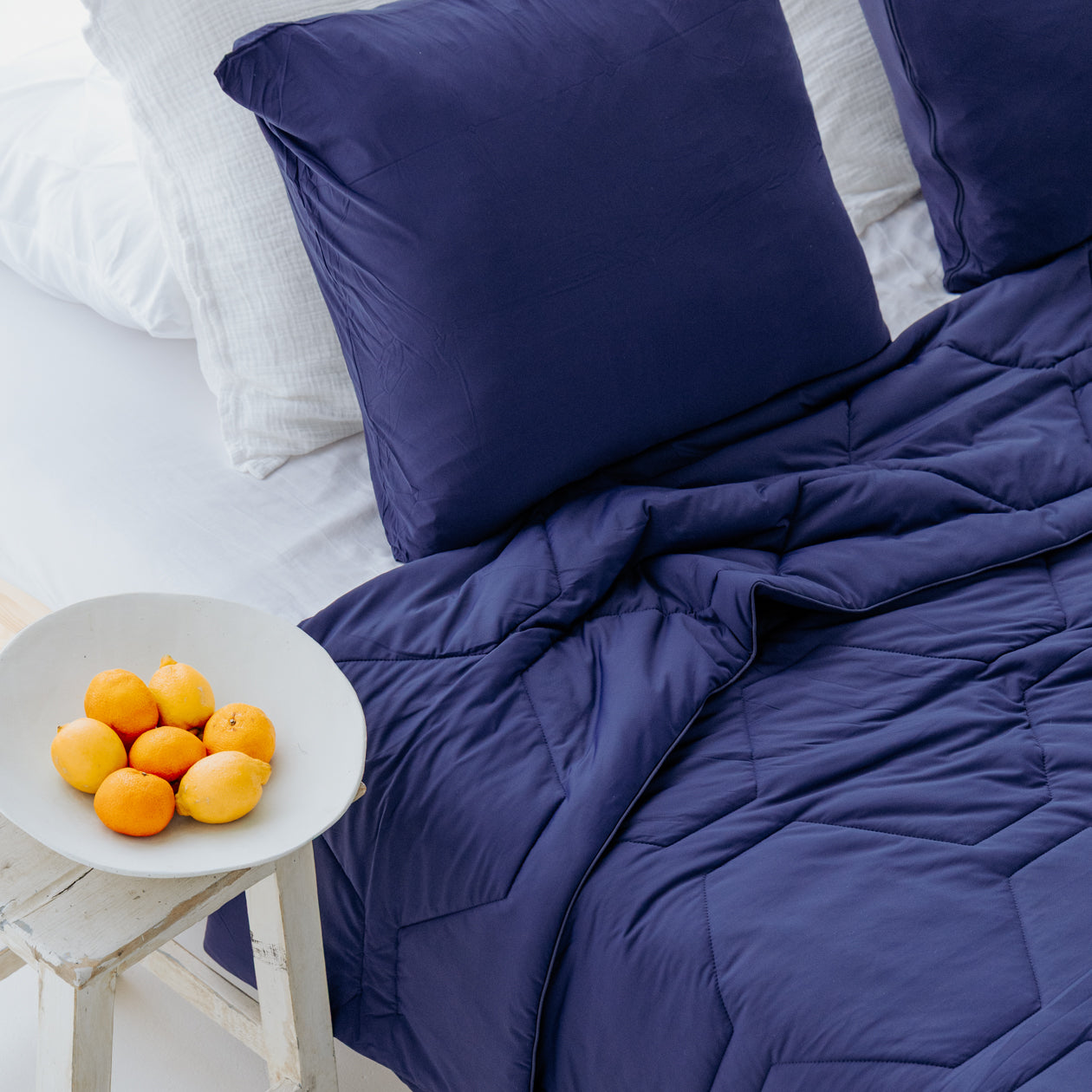 HappyBed Zomerdekbed cooling navy, lichtgewicht en ademend zomerdekbed met IceSilk™ stof