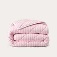HappyBed Cotton Candy dekbed van 100% katoen met roze strepen, licht, ademend en hypoallergeen voor alle seizoenen