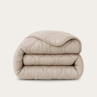 HappyBed taupe dekbed glanzend microvezel zacht hypoallergeen comfortabel voor elk seizoen