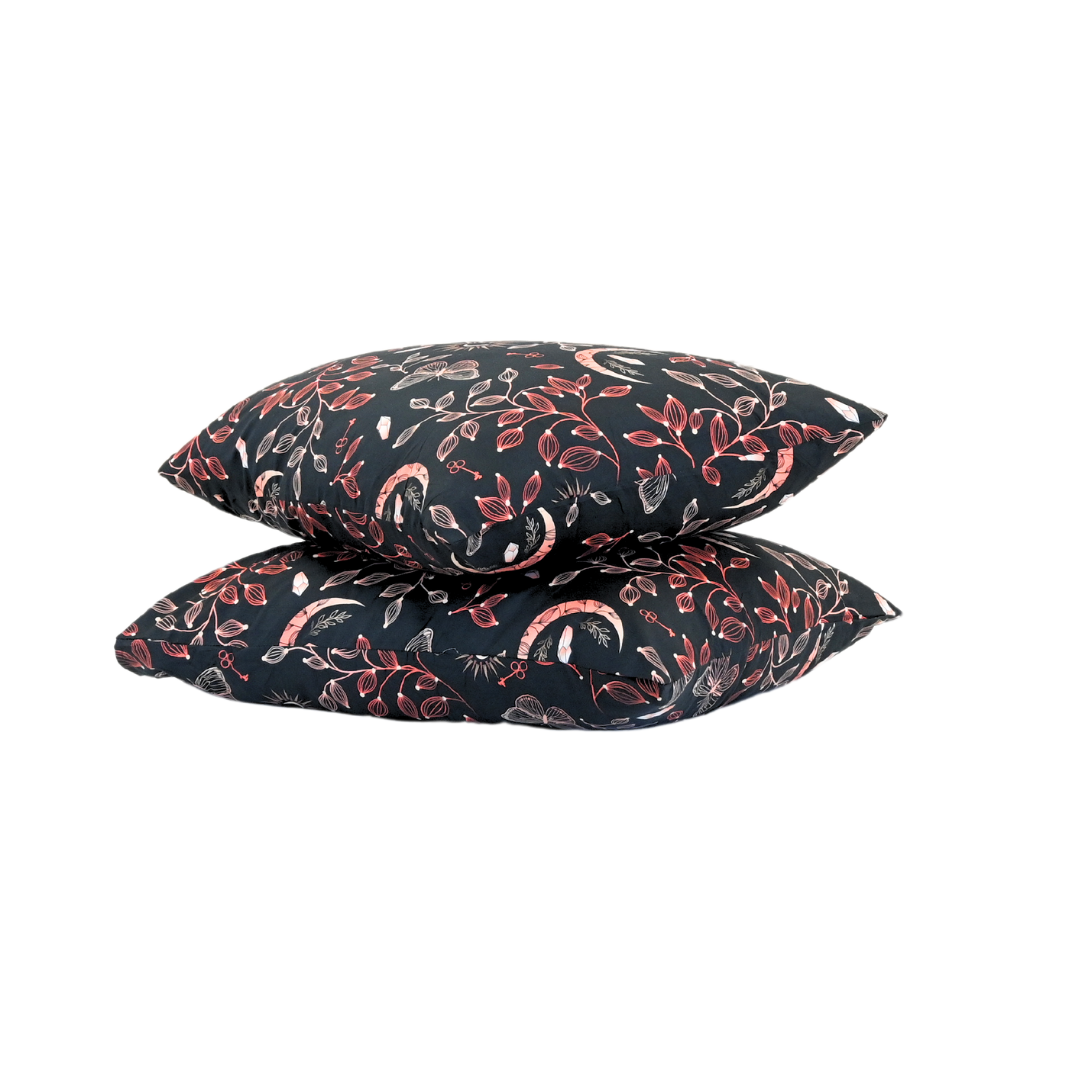Twilight Ruby microvezel kussensloop set, luxueus zacht, 60x70cm, stijlvolle bloemenprint.