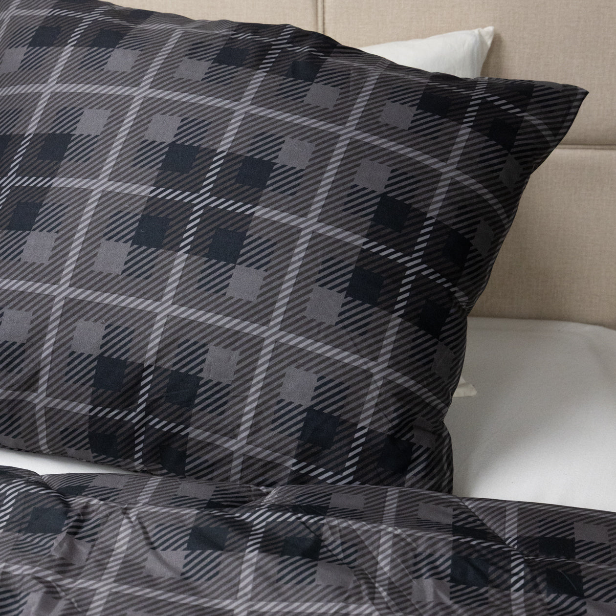 HappyBed Kussensloop | Grey Tartan | Set van 2