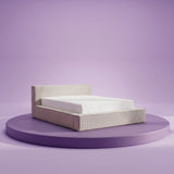 HappyBed boxpsinrh creme ribbenstof cosy boxspringbed
