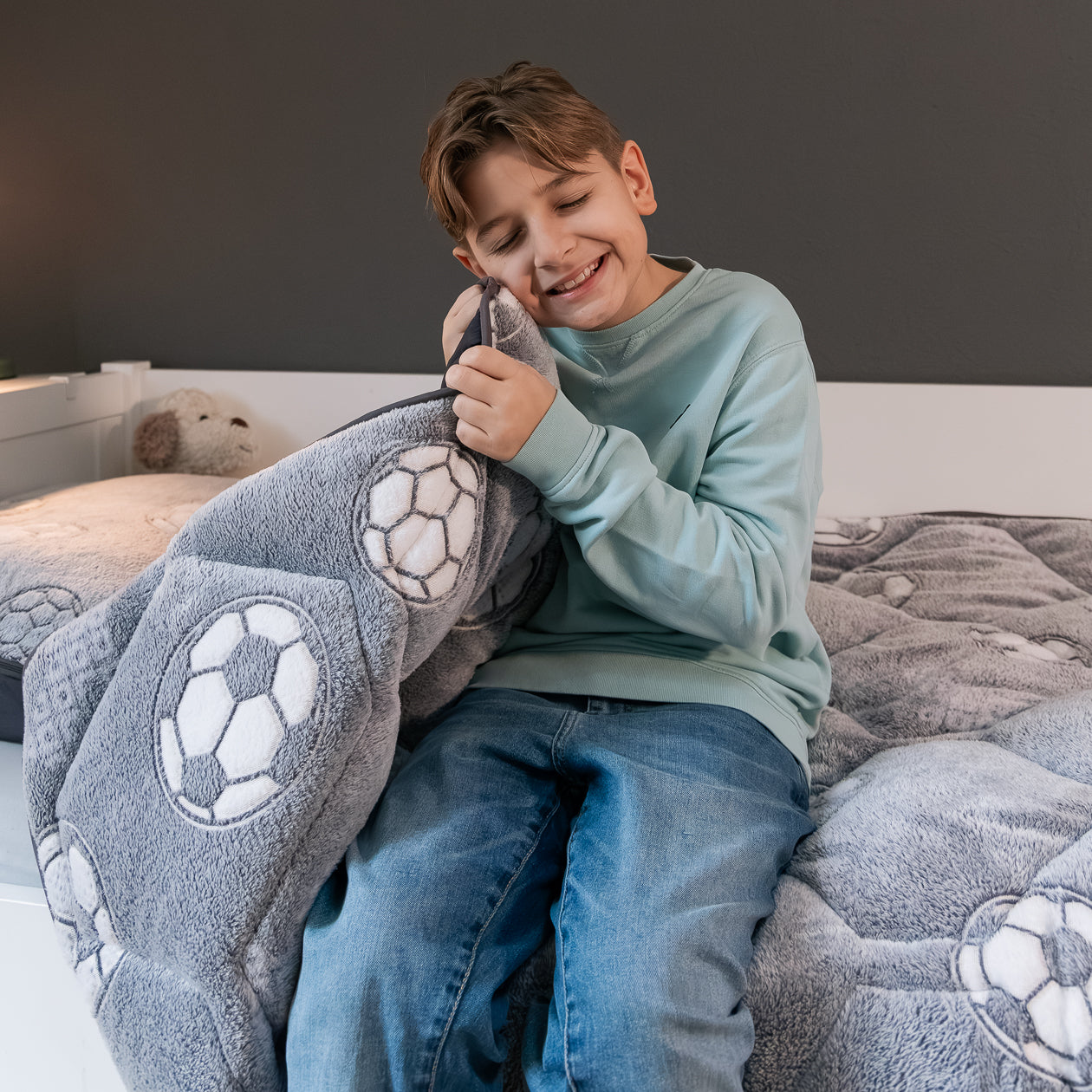 HappyBed Im Dunkeln leuchtende Kinderbettdecke | Fußballer (inklusive Kissenbezug)
