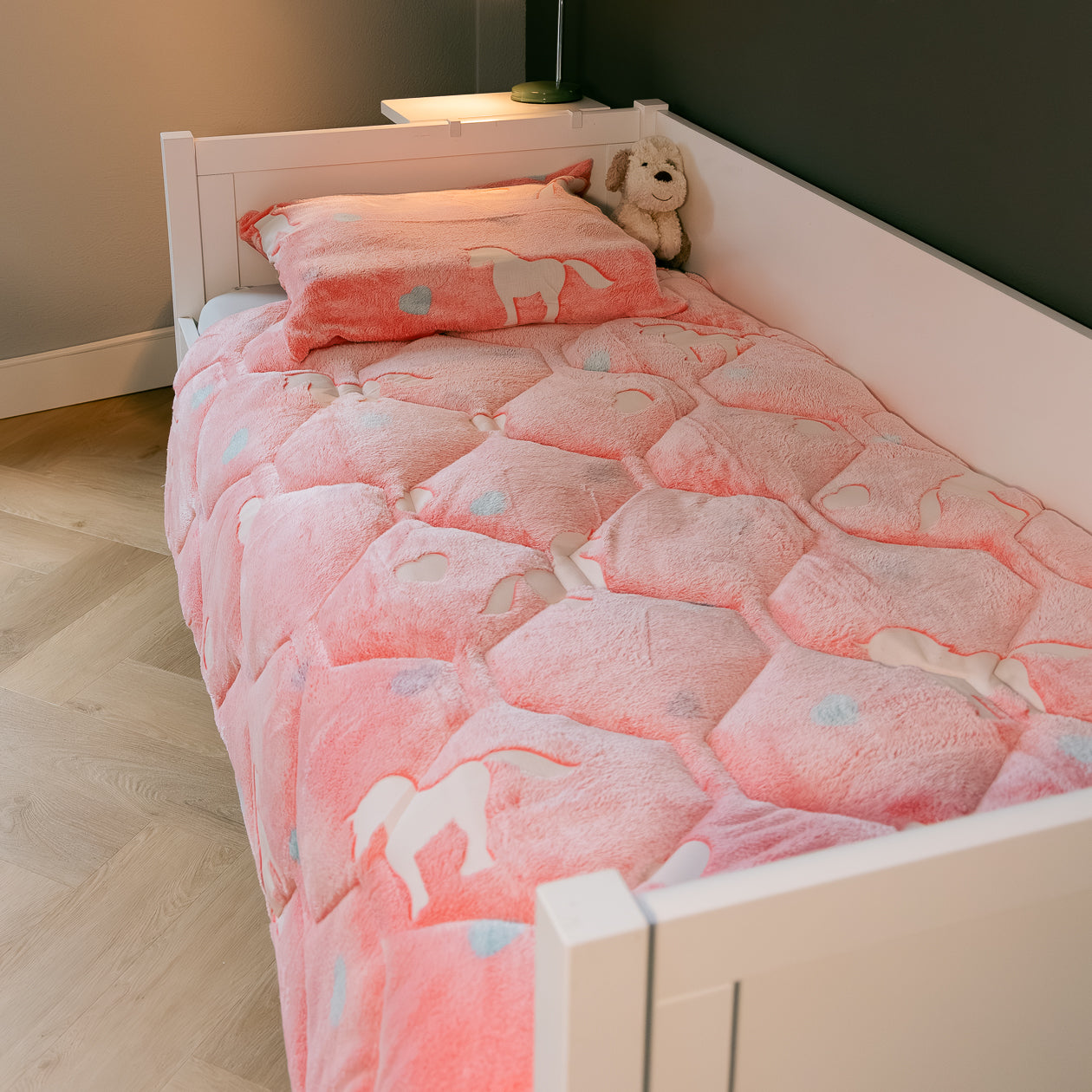 HappyBed Leuchtende Kinderbettdecke | Einhorn, inklusive Kissenbezug