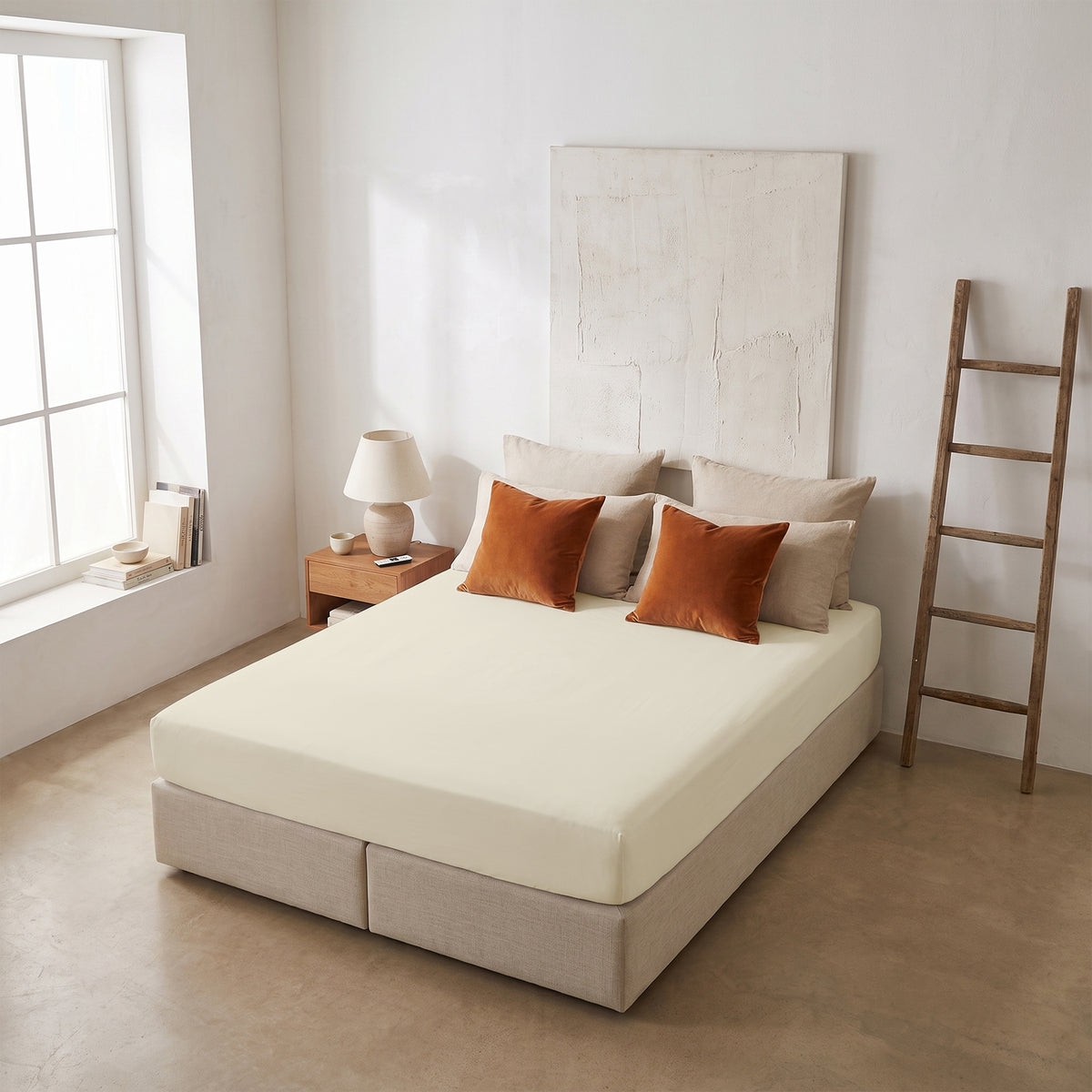 HappyBed Verkoelend Hoeslaken | Creme | 100% geweven Katoen
