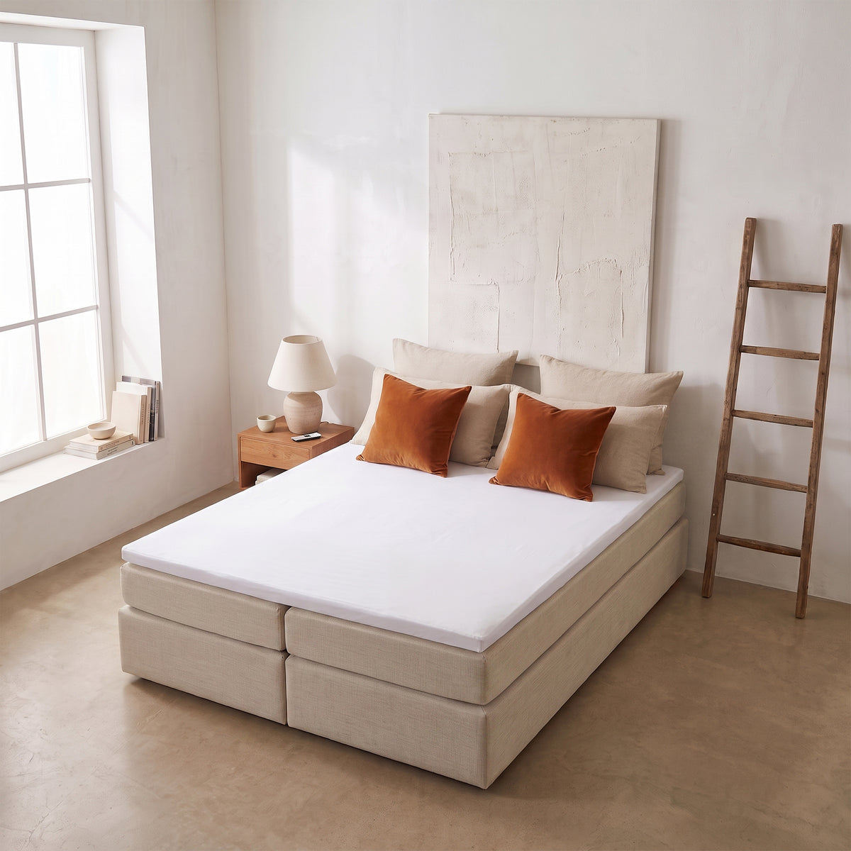 HappyBed Fitted Sheet | Topper | White | Double Jersey Cotton