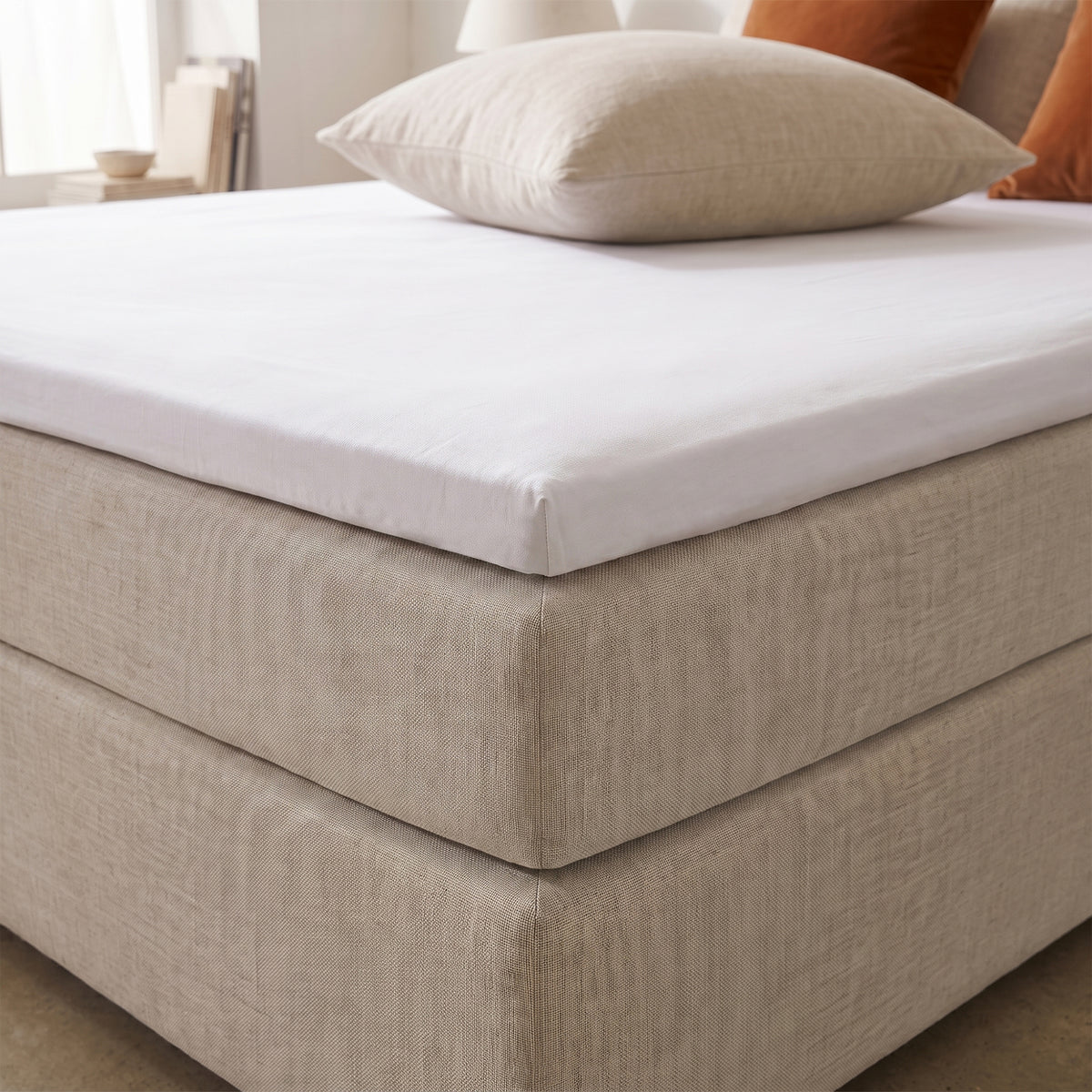HappyBed Fitted Sheet | Topper | White | Double Jersey Cotton