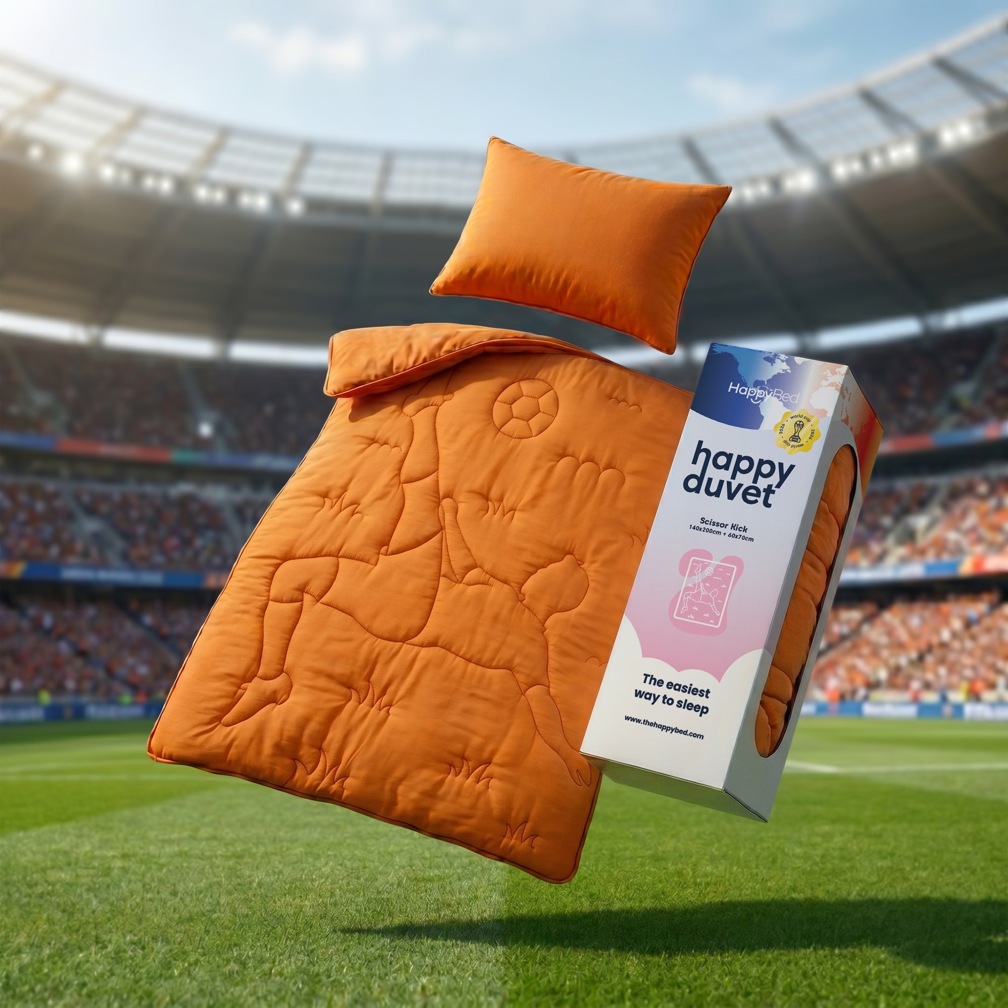 HappyBed Couette enfant toutes saisons lavable | WK Schaar | orange | taie d’oreiller 60x70 cm incluse