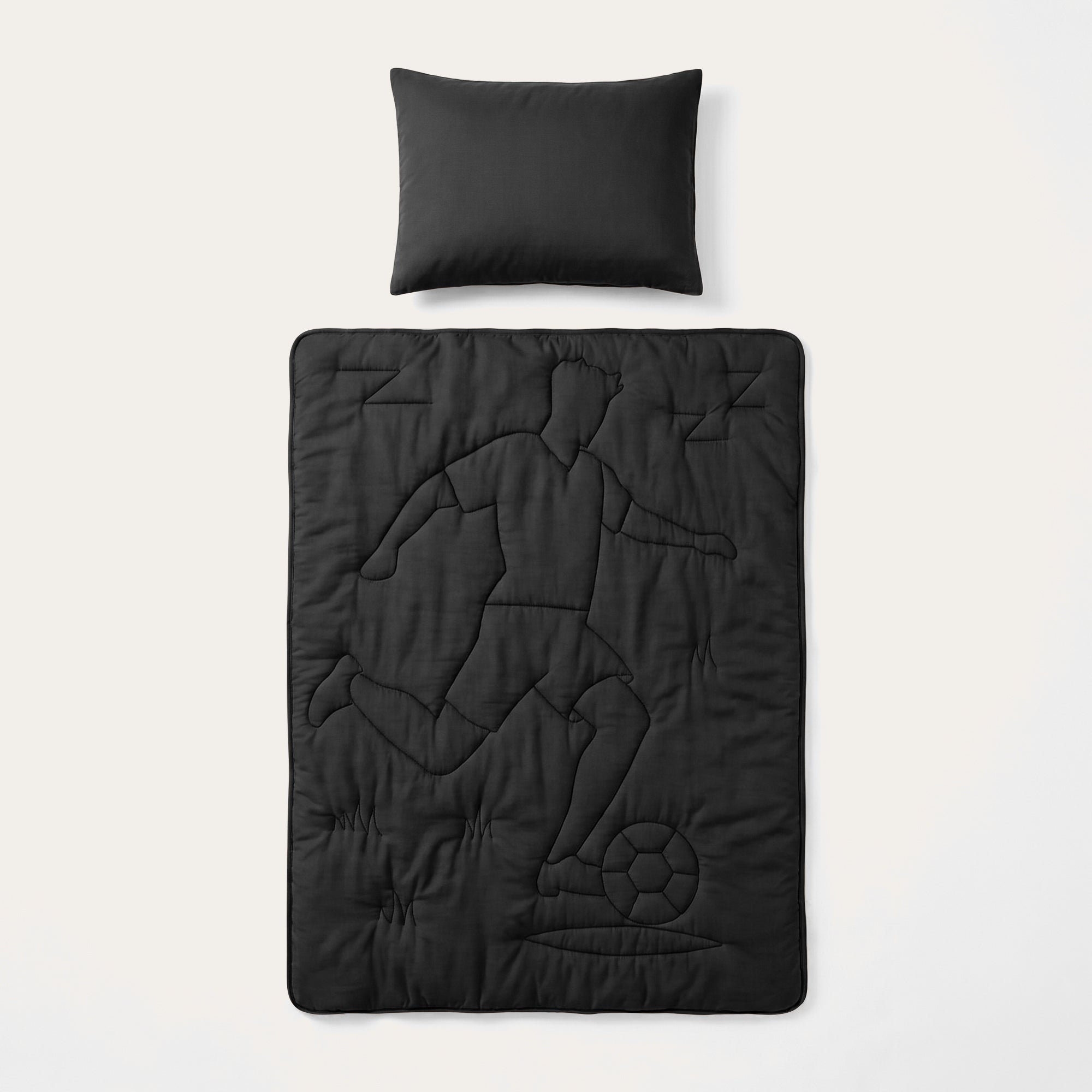 HappyBed Couette toutes saisons lavable en machine pour enfants | WM-Keeper | Noir | Taie d’oreiller 60x70 cm incluse