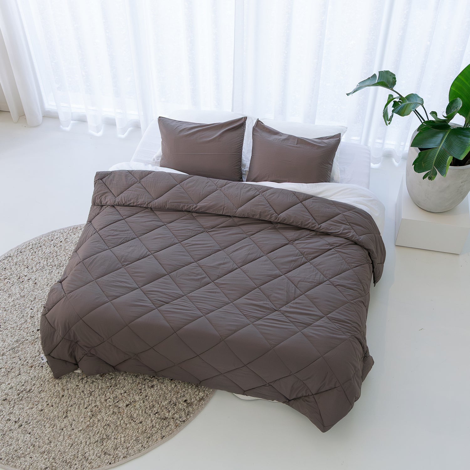 HappyBed Hochwertige Perkal-Bettdecke | Anthracite | Für das ganze Jahr