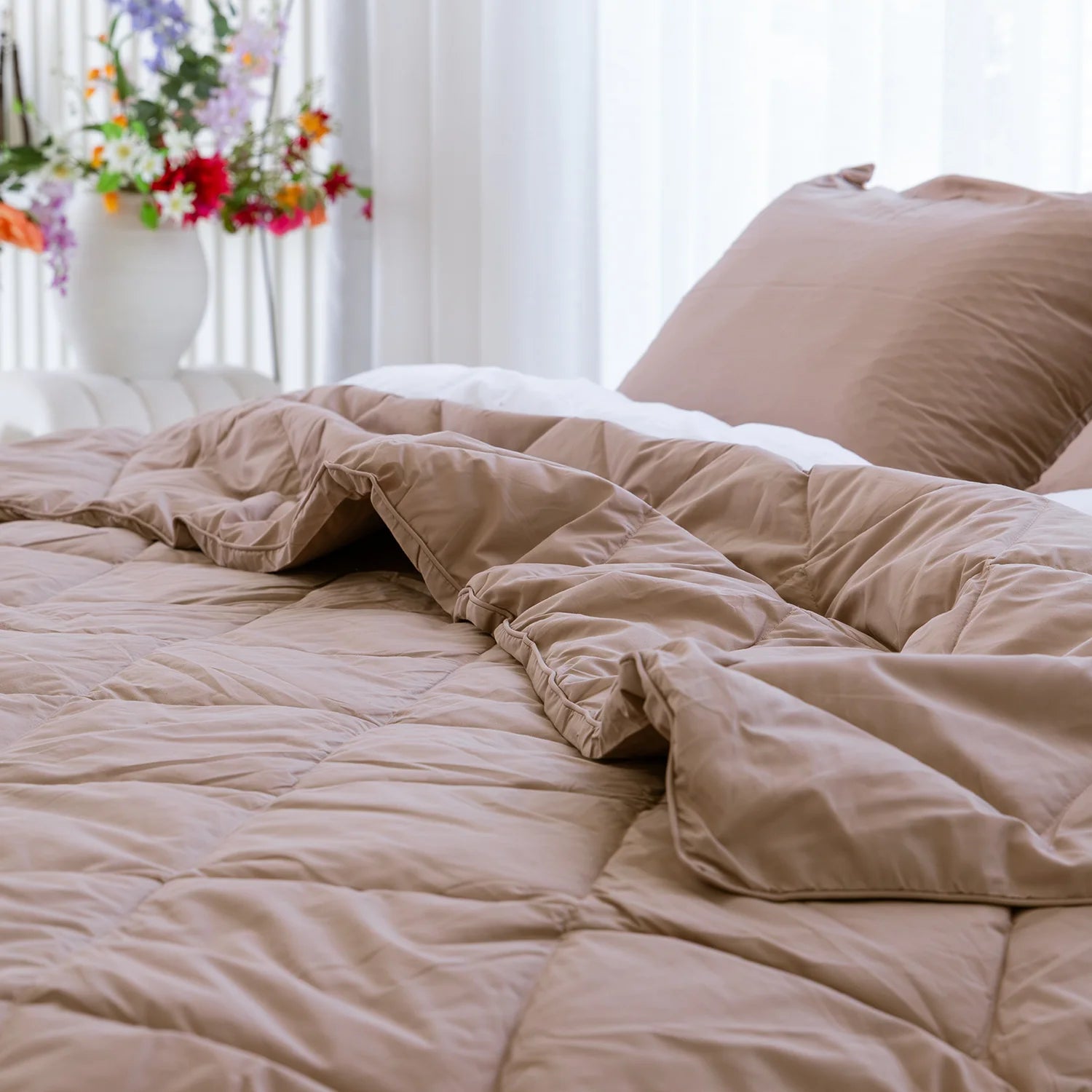 HappyBed Couette d'été lavable | Percale de coton | Dune