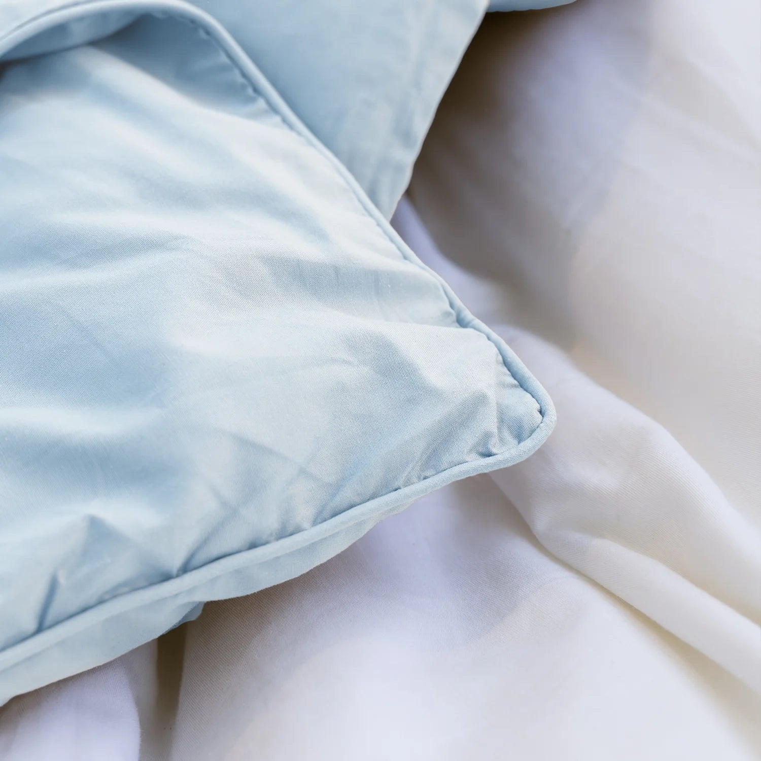 HappyBed Couette d'été lavable | Percale de coton | Bleu clair