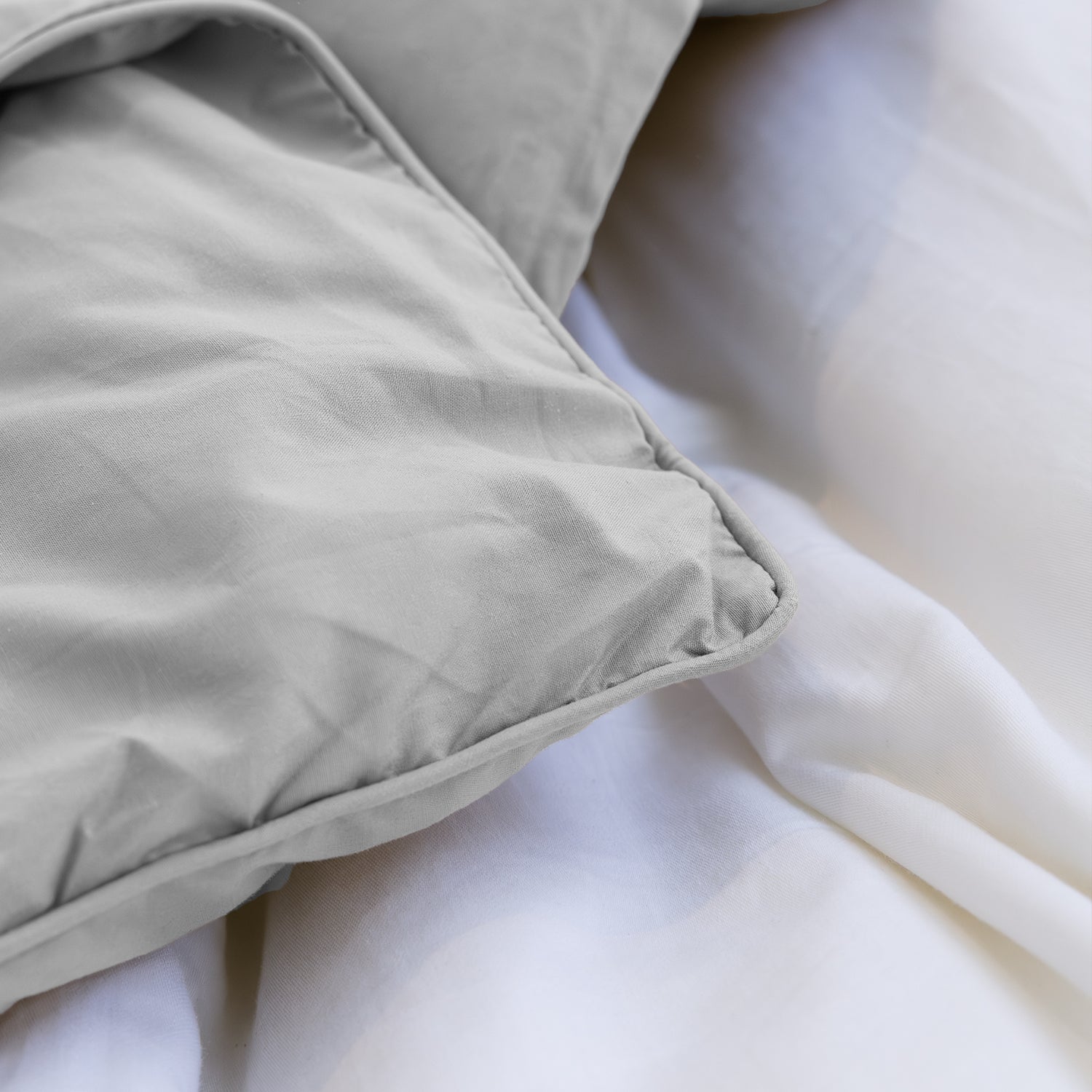 HappyBed Couette d’été lavable | Percale de coton | Gris galet