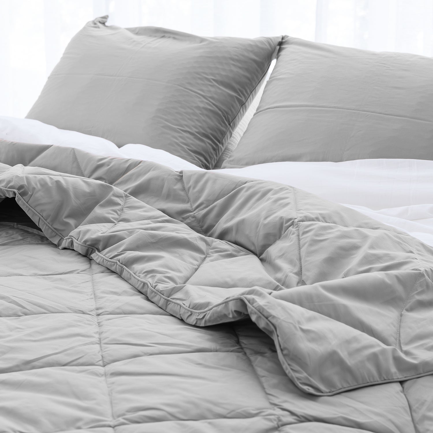 HappyBed Wasbaar Zomerdekbed | Percal Katoen | Pebble Grey