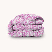 HappyBed Spring Blossom dekbed met paarse bloemmotieven, zacht en hypoallergeen, geschikt voor elk seizoen