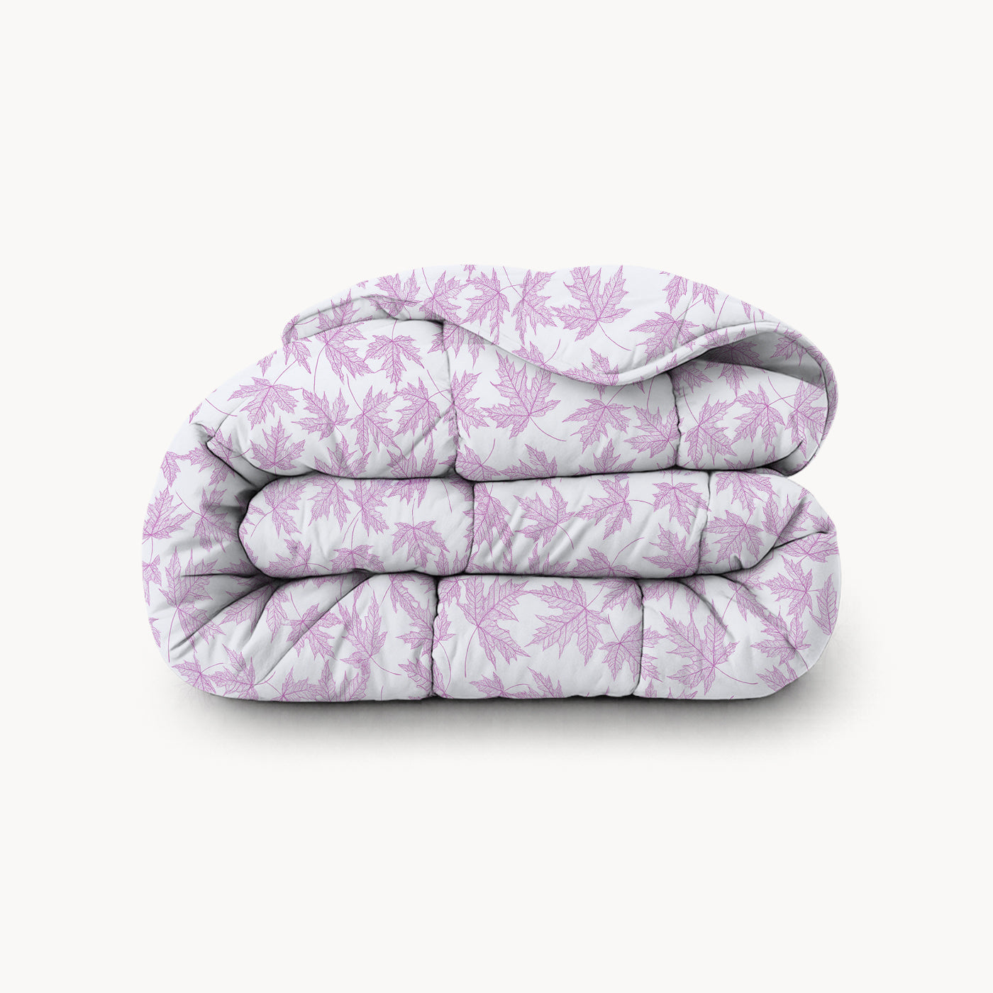 HappyBed Violet Leaves dekbed met paarse bladerenprint, hypoallergeen en geschikt voor alle seizoenen