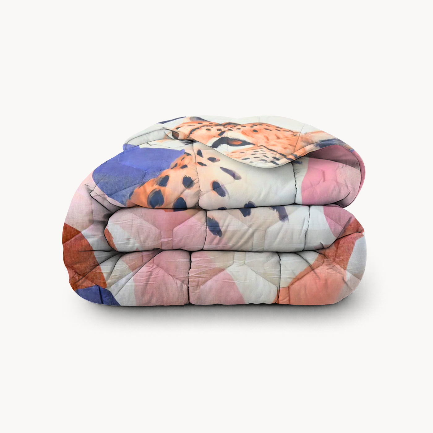 HappyBed Vivid Chase dekbed met jachtluipaard ontwerp in pastelkleuren, zacht en hypoallergeen voor elk seizoen