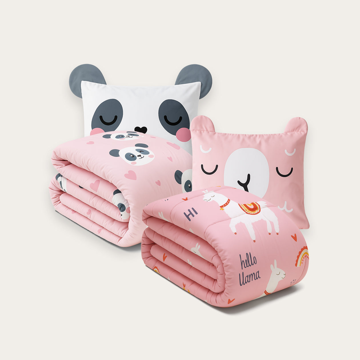 HappyBed Kinder Bundle | Lizzy Lama & Peter Panda + Kissenbezüge - SKU: